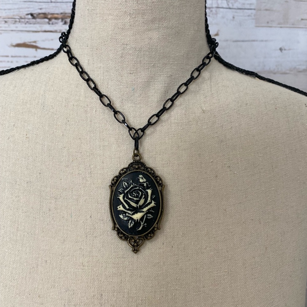 Handmade Rose Cameo Necklace